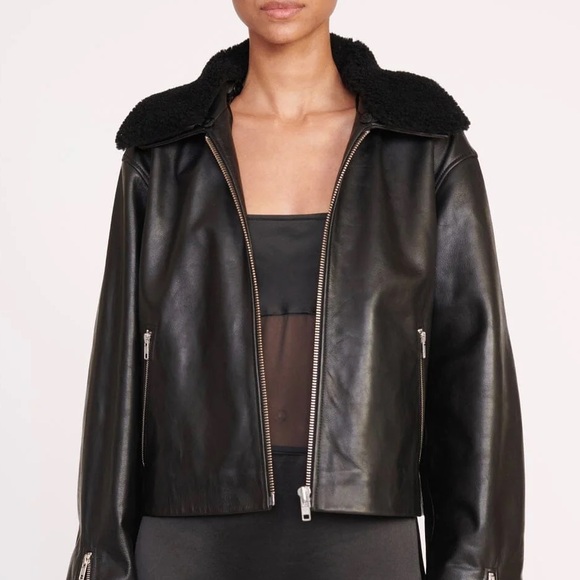 STAUD Lenora Black Leather Jacket - size Small - Picture 4 of 9